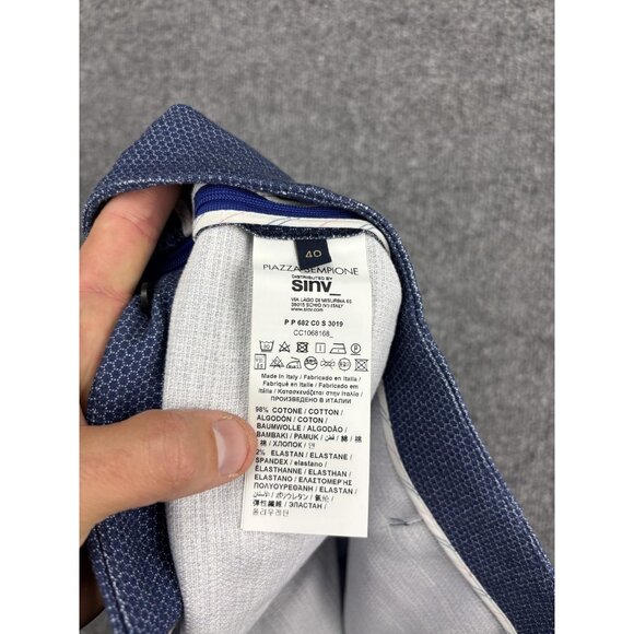 Piazza Sempione Pants Womens IT 40 Blue Micro Dot Stretch Slim Ankle Made Italy - Picture 11 of 11